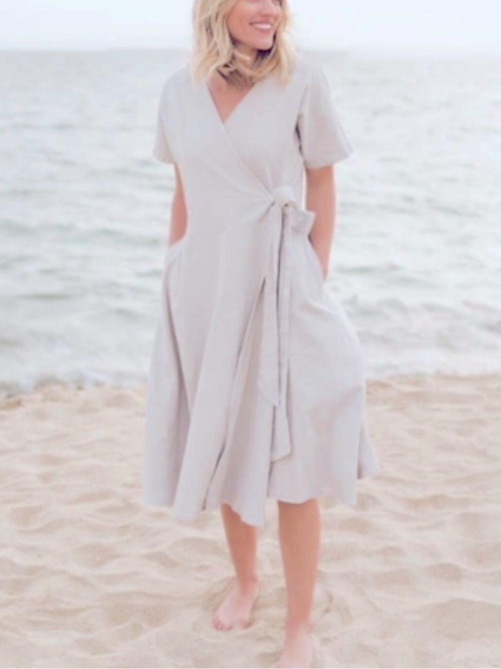 Mien Kindred Wrap Dress in Stone Size Medium